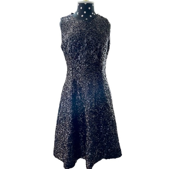 Black Sequin Kate Spade Dress with ADORABLE Bow Detail on Back-has POCKETS! - Picture 1 of 7